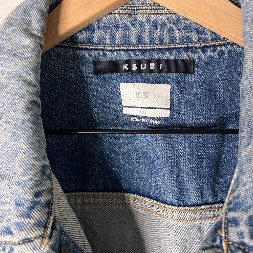 Ksubi Light Blue Classic Denim Jinx Pay Up Jacket size XXL Street Wear Fashion - Picture 2 of 9